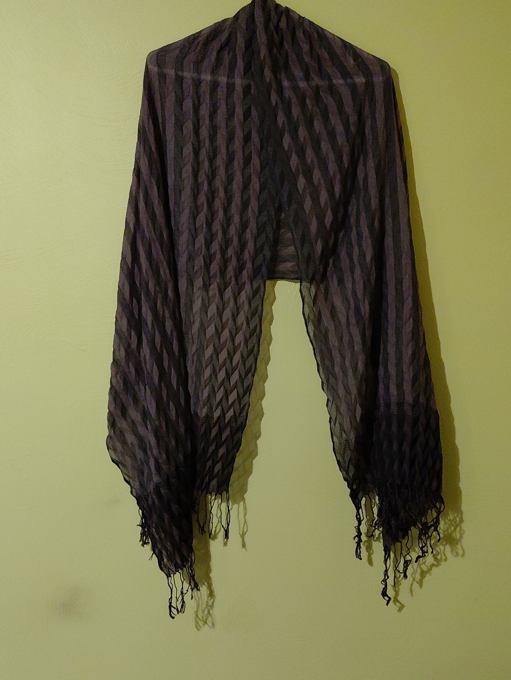 2 Chic Sheer Purple Chevron Wrap Scarf with Fringe